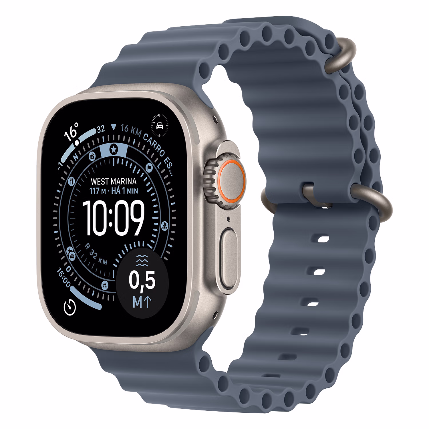 Apple Watch Ultra 3 MEWH4LW/A Celular + GPS Caixa Titânio Natural 49mm - Oceano Azul Âncora