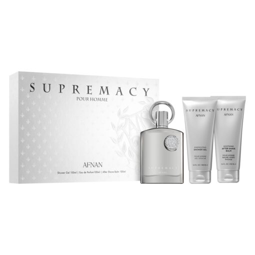 Kit Afman Supremacy Silver Perfume Eau De Parfum Masculino 100ml + Shower Gel + Loción Corporal
