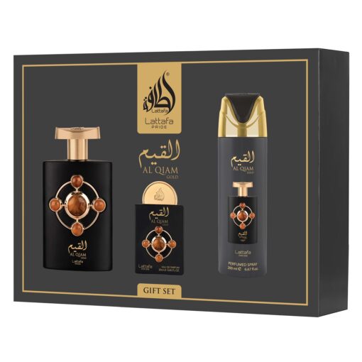 Kit Lattafa Al Qiam Gold Gift Set Eau De Parfum Unisex - 3 Unidades