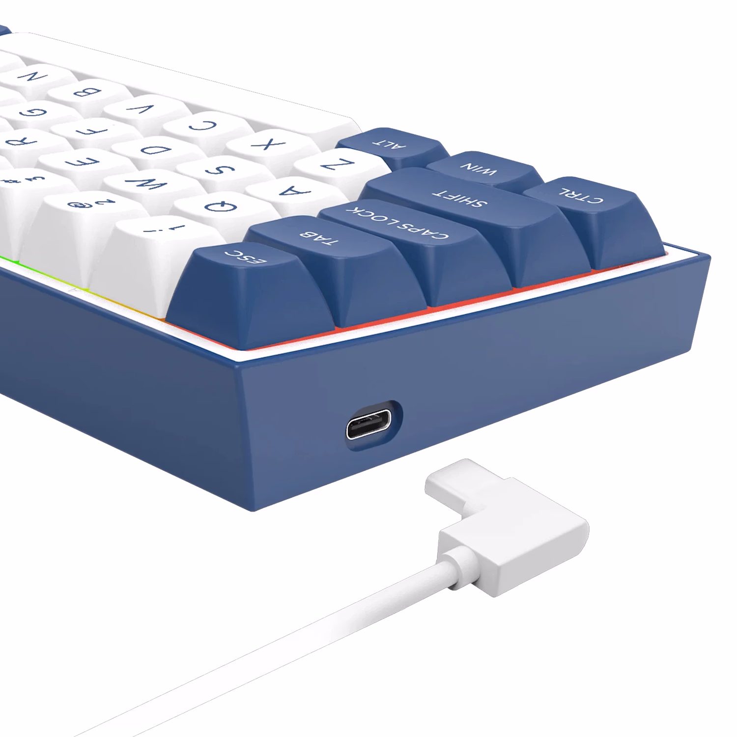 Teclado Gamer Redragon Alcor K717 Pro Qmk Rgb Layout 60% Inalámbrico - Blanco Y Azul - Imagen 4