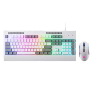 Kit Gamer Teclado Y Mouse Redragon S151w Rgb - Blanco Y Gris