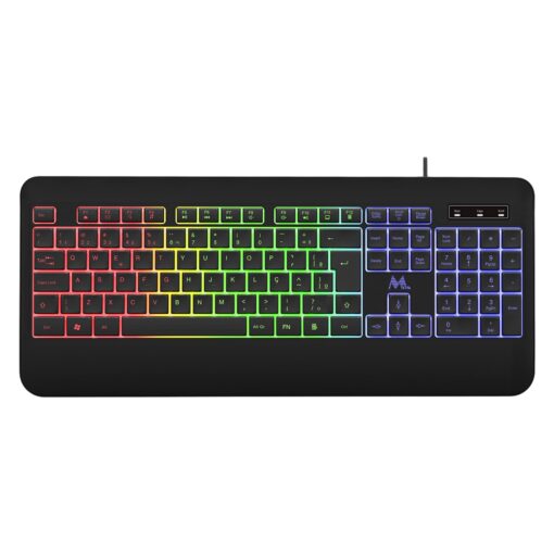 Teclado Gamer Mtek Kb-7701lr Usb Portugués Rgb - Negro
