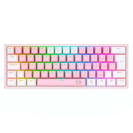 Teclado Gamer Redragon Fizz K617 Rgb Usb-c - Rosa Y Blanco