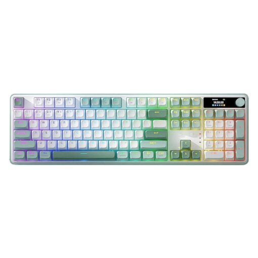 Teclado Gamer Redragon Wyvern K761 Pro K761wg Rgb Inalámbrico Lcd - Blanco Y Verde