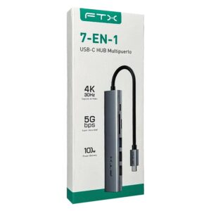 Adaptador Hub Ftx Hbp2-ag7 7 En 1 - Gris - Imagen 3