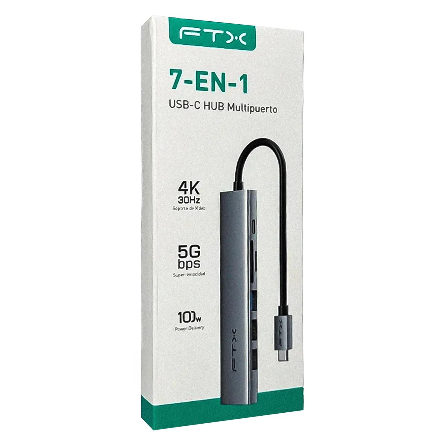 Adaptador Hub Ftx Hbp2-ag7 7 En 1 - Gris - Imagen 3