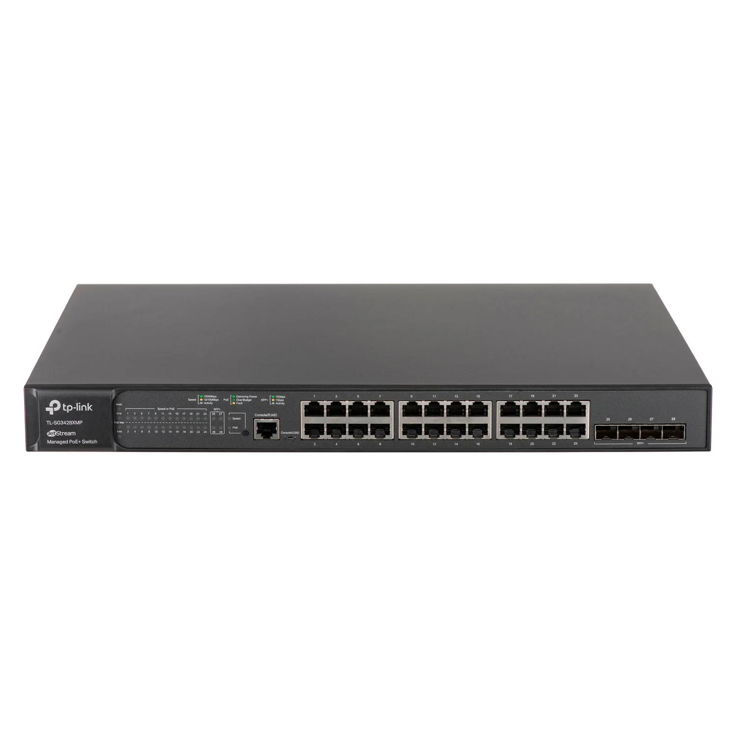 Hub Switch TP-Link TL-SG3428XMP 24 Portas Gigabit 8POE+4 Slots SFP+ 10G 1000Mbps - Cinza