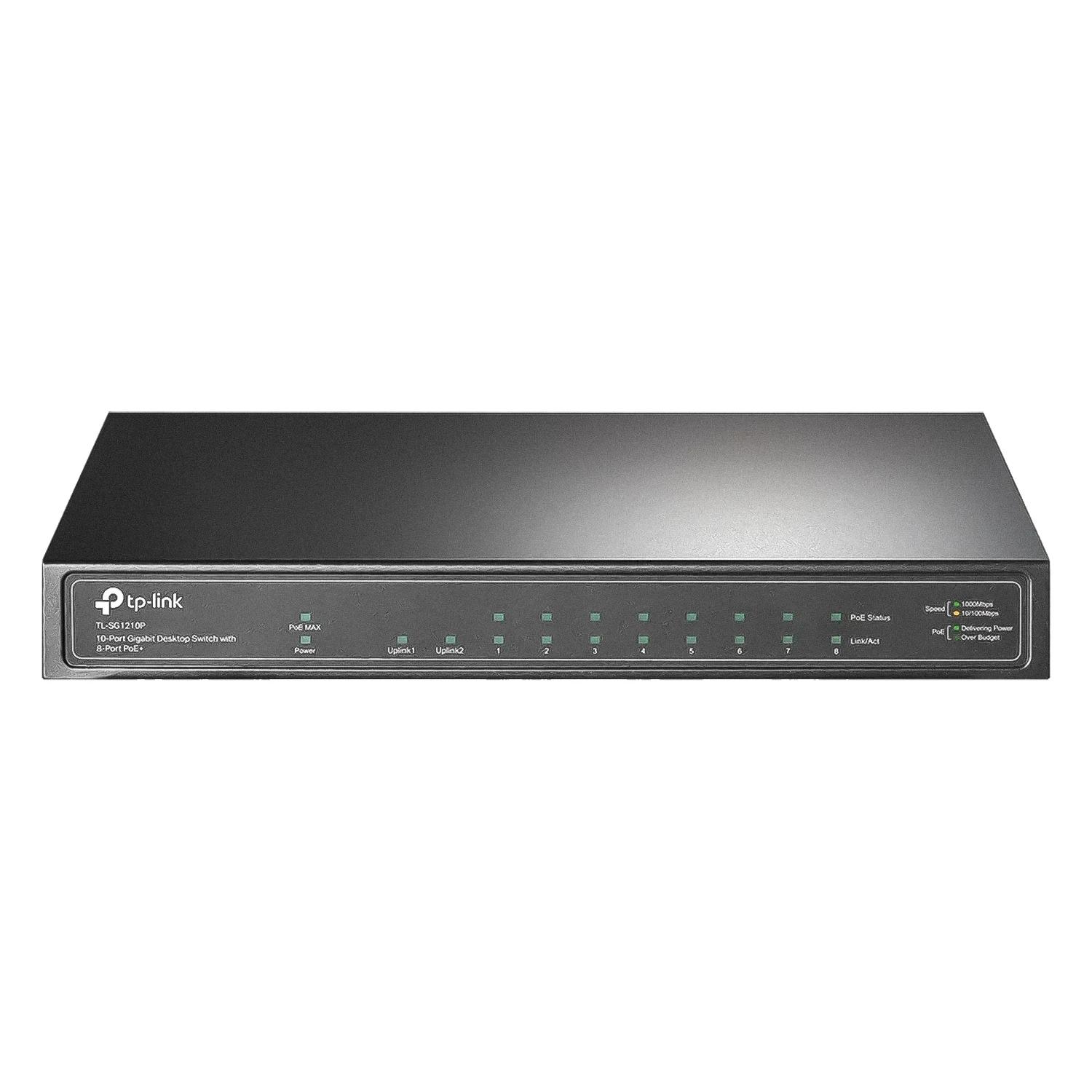 Hub Switch Tp-link Tl-sg1210p 10 Puertas Gigabit 8poe+1sfp 1000mbps - Gris