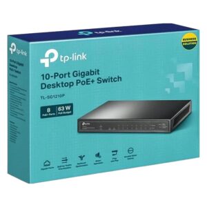 Hub Switch Tp-link Tl-sg1210p 10 Puertas Gigabit 8poe+1sfp 1000mbps - Gris - Imagen 4