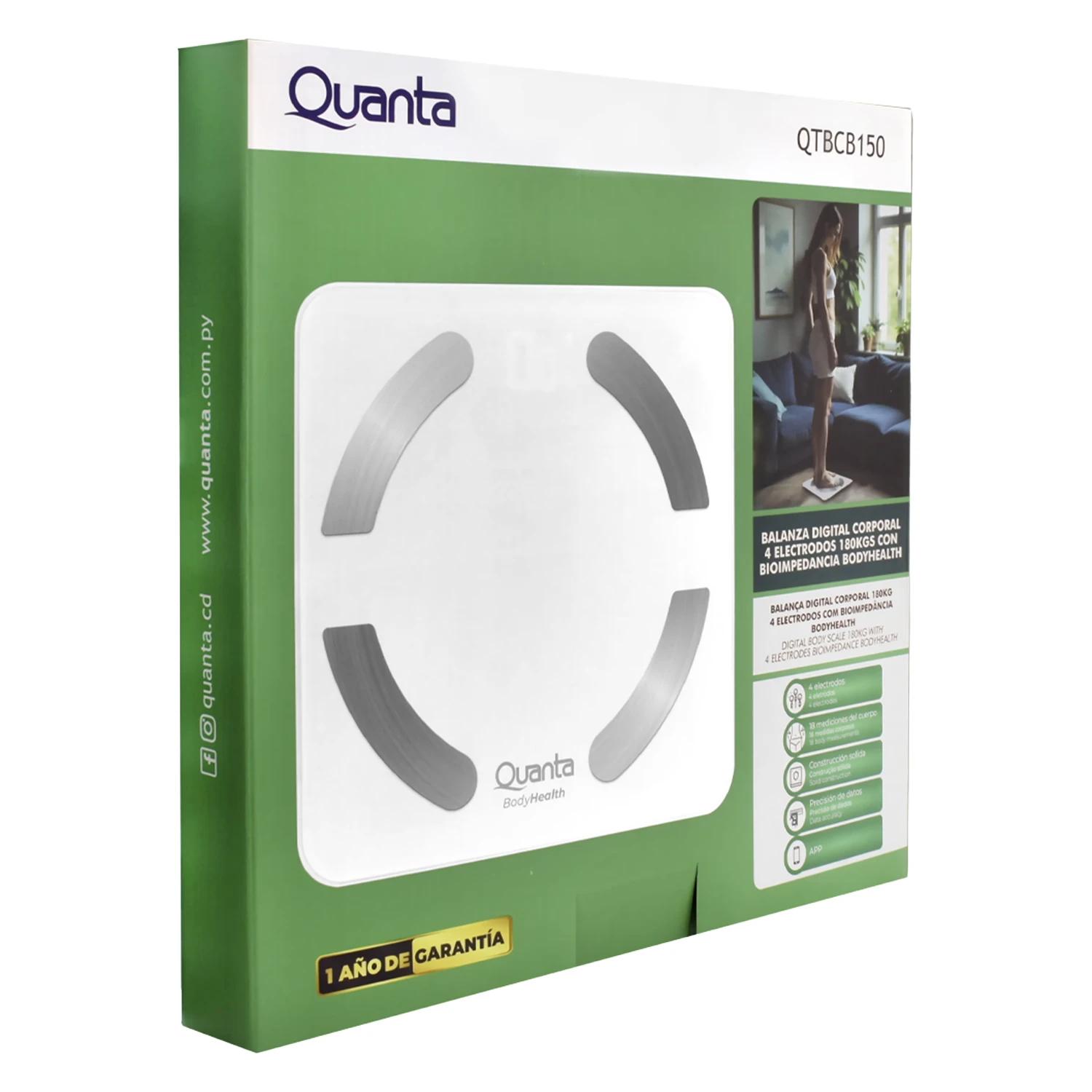 Balanza Corporal Digital Quanta Qtbcb150 Bioimpedancia 4 Electrodos 180kg - Transparente - Imagen 4