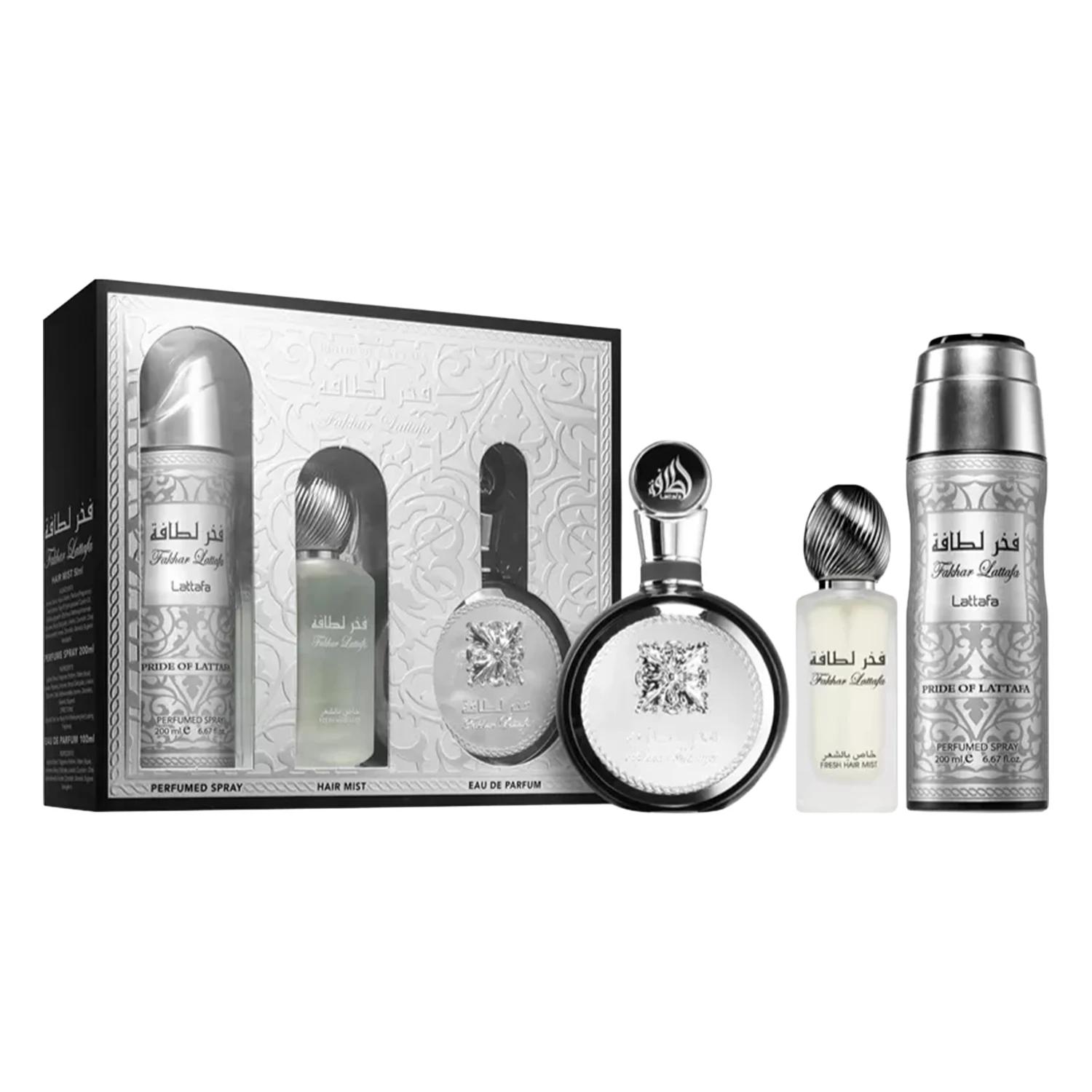 Kit Perfume Lattafa Fakhar Silver Eau De Parfum Masculino 100ml