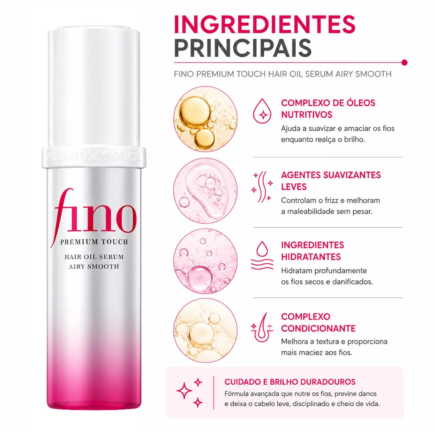 Óleo Capilar Shiseido Fino Premium Touch Hair Oil Serum Airy Smooth 70ml - Imagen 2