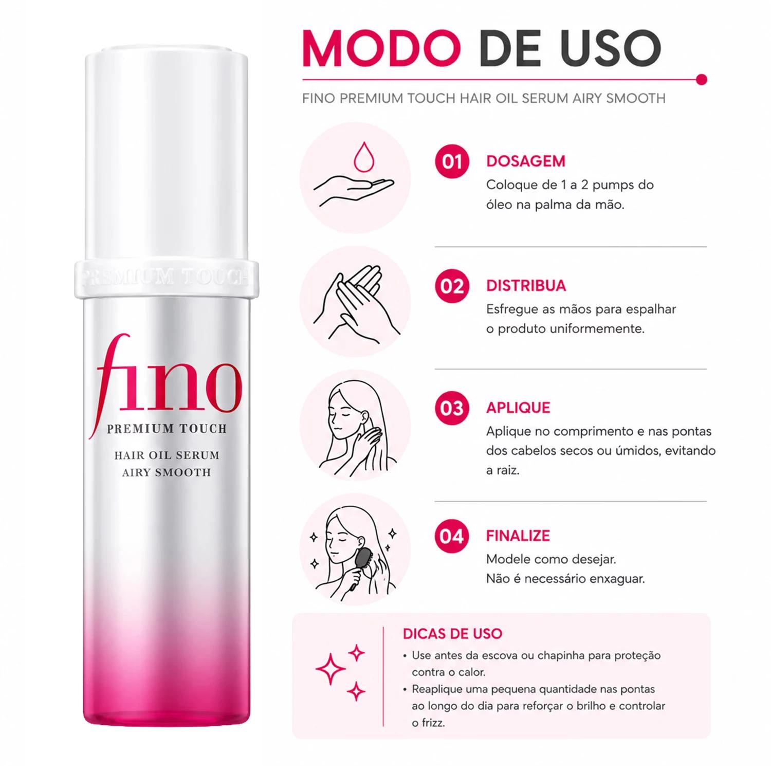 Óleo Capilar Shiseido Fino Premium Touch Hair Oil Serum Airy Smooth 70ml - Imagen 4