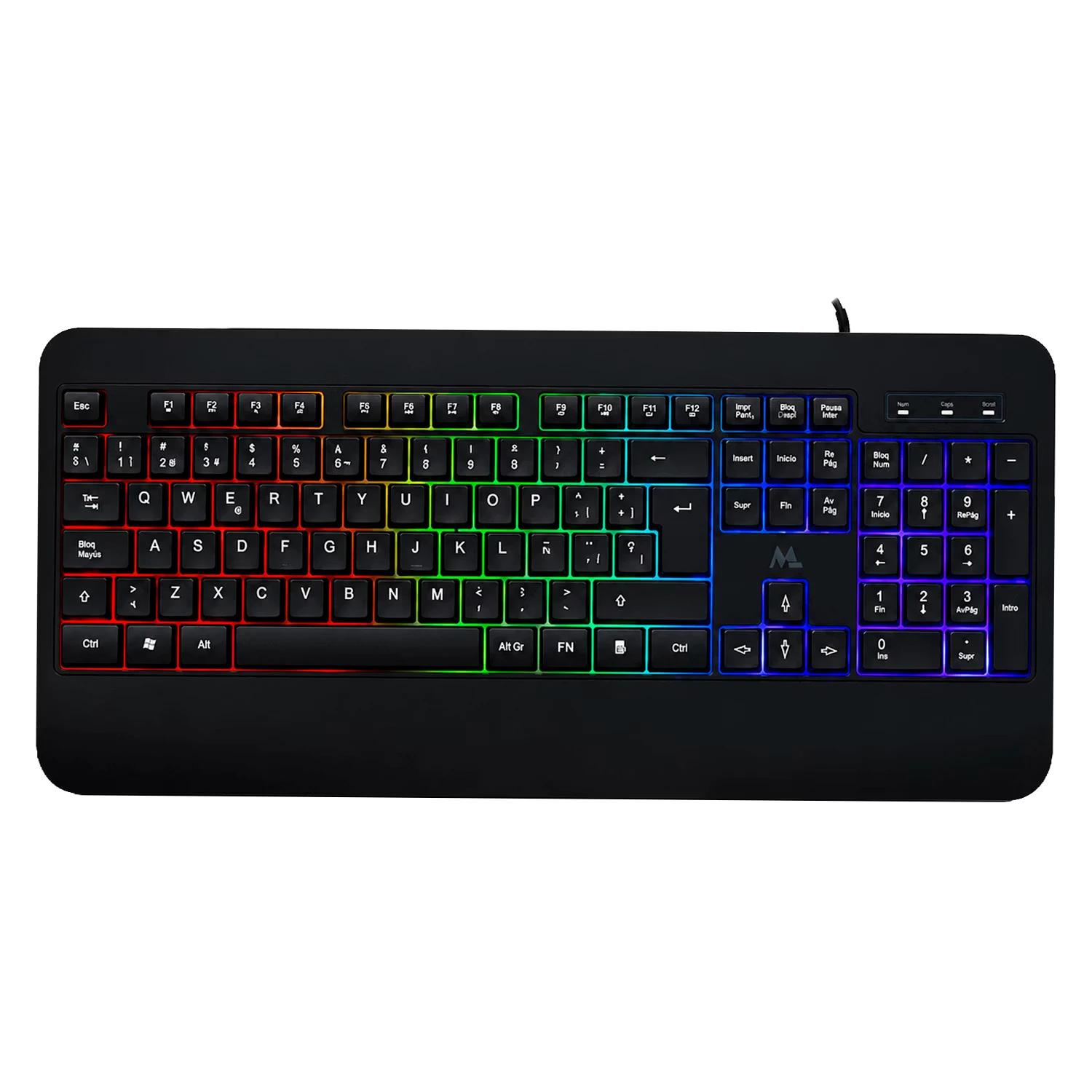 Teclado Mtek Kb-7701lr-esp Rgb Usb Español - Negro