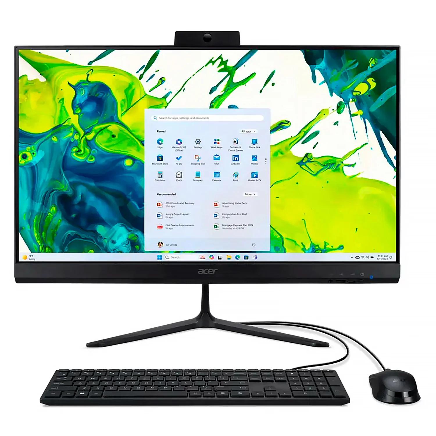 Desktop All In One Acer Aspire C24-2g-ur15 23.8" Amd Ryzen 5-7430u 512gb Ssd 16gb Ram - Negro