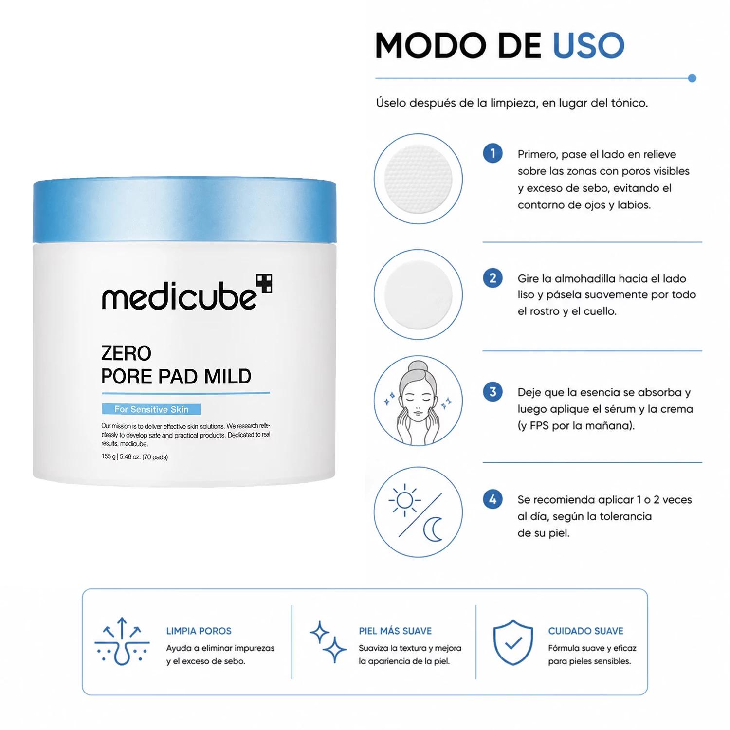 Pads Faciales Medicube Zero Pore Pad Mild - 70 Unidades - Imagen 4