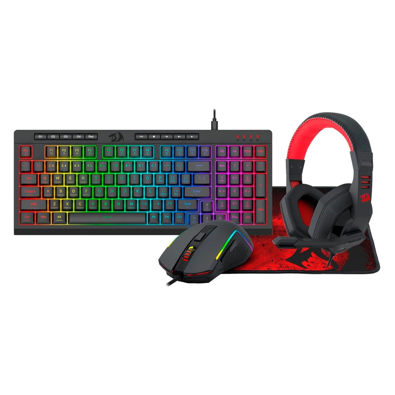 Kit Gamer Redragon Teclado K515rgb + Mouse M616rgb + Headset H120 + Mousepad P016 - S149