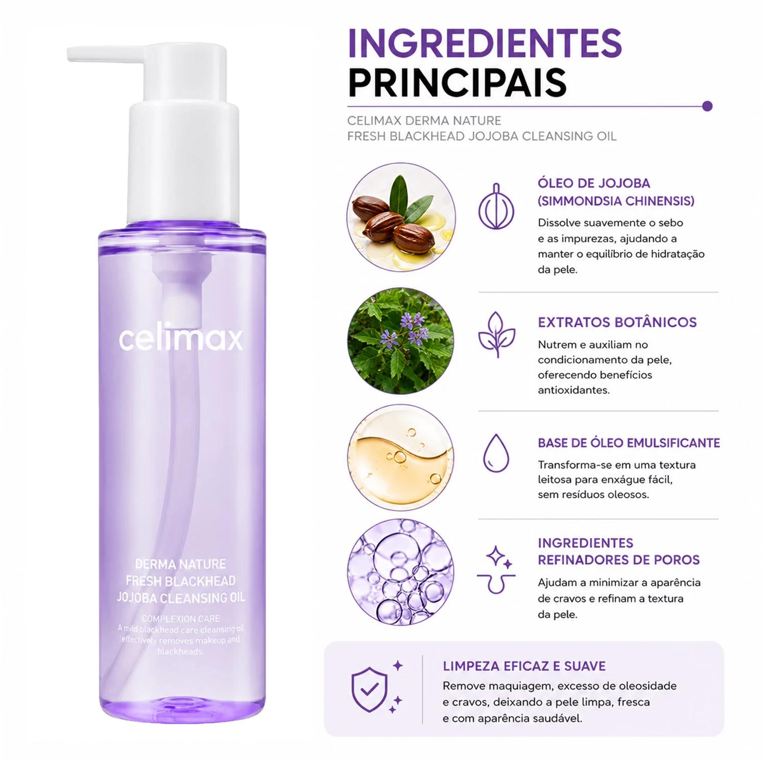 Óleo De Limpieza Celimax Derma Nature Fresh Blackhead Jojoba Cleansing Oil 150ml - Imagen 2