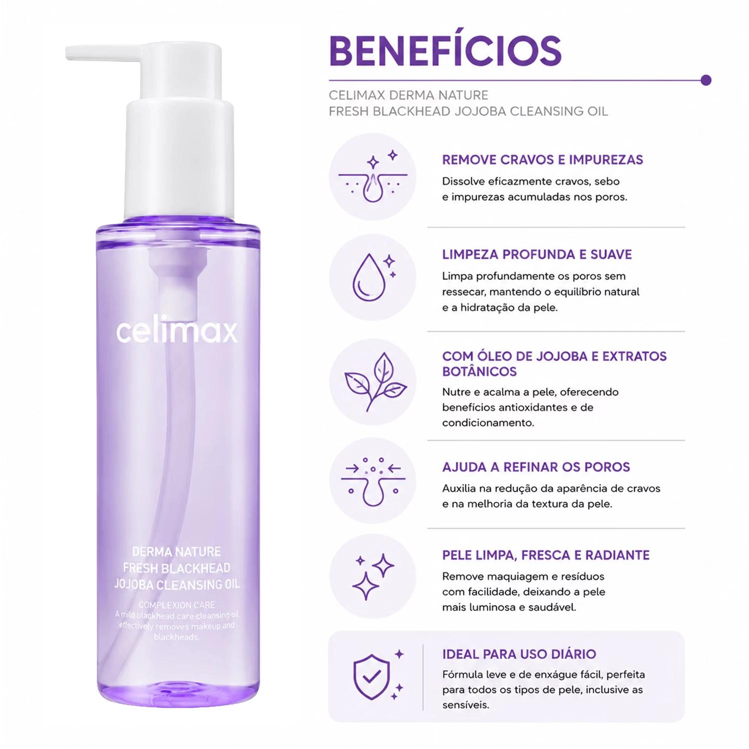 Óleo De Limpieza Celimax Derma Nature Fresh Blackhead Jojoba Cleansing Oil 150ml - Imagen 3