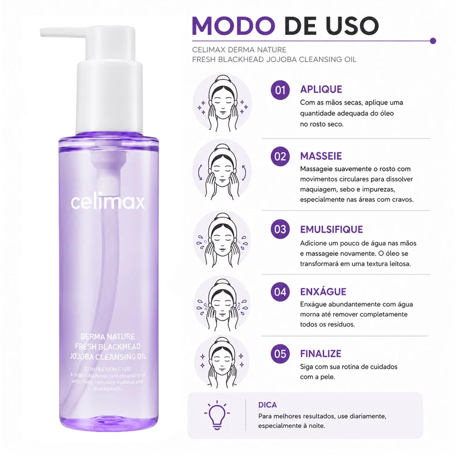 Óleo De Limpieza Celimax Derma Nature Fresh Blackhead Jojoba Cleansing Oil 150ml - Imagen 4
