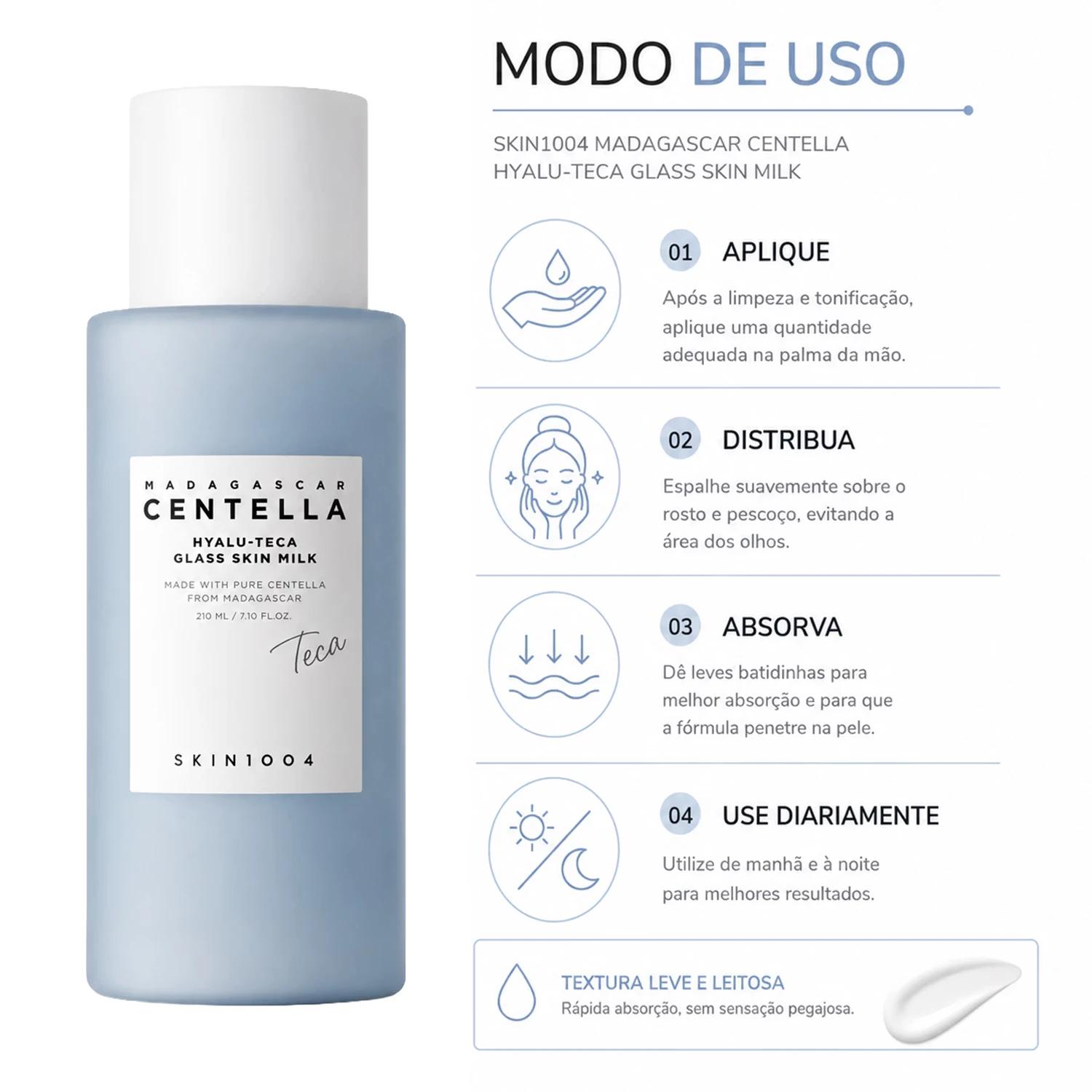 Creme Facial SKIN1004 Madagascar Centella Hyalu-Cica Glass Skin Milk 210ml - Imagen 4