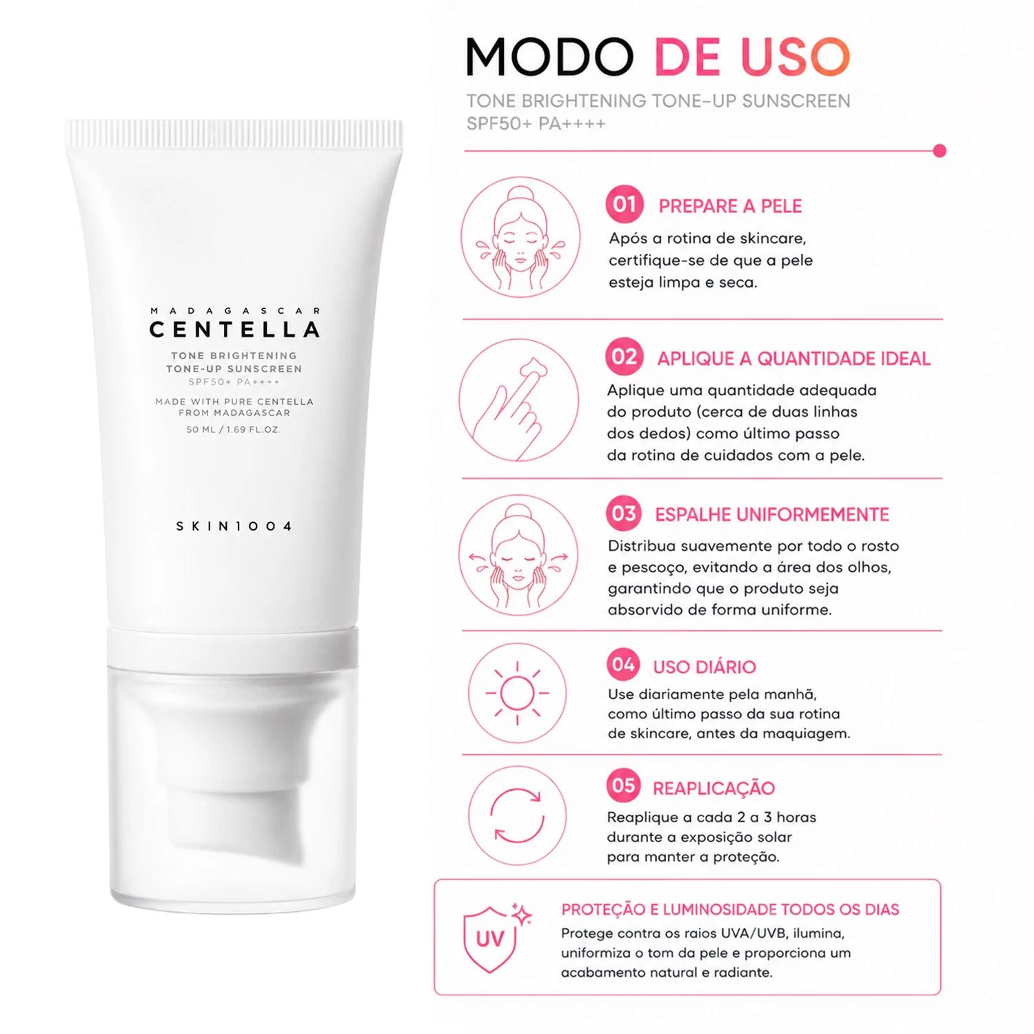 Protector Solar Facial SKIN1004 Madagascar Centella Tone Brightening Tone-Up FPS 50+ 50ml - Imagen 2