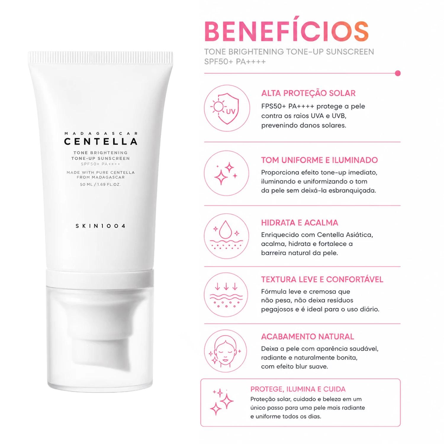 Protector Solar Facial SKIN1004 Madagascar Centella Tone Brightening Tone-Up FPS 50+ 50ml - Imagen 3