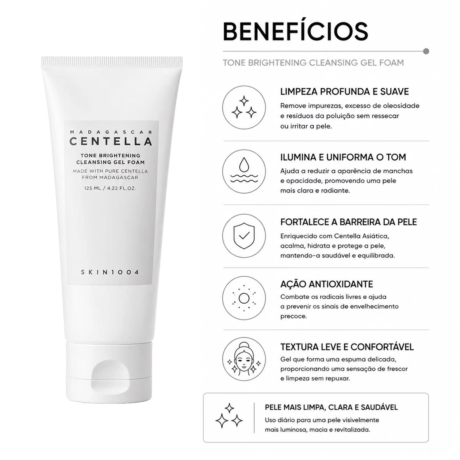 Gel De Limpieza Facial SKIN1004 Madagascar Centella Tone Brightening Cleansing Gel Foam 125ml - Imagen 3