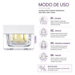 Creme Facial Numbuzin No. 5+ Vitamin Glutathione Dark Spot Laser 50ml - Imagen 4