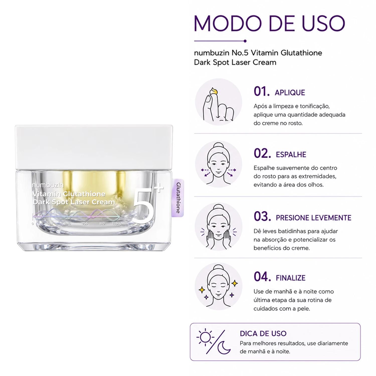Creme Facial Numbuzin No. 5+ Vitamin Glutathione Dark Spot Laser 50ml - Imagen 4