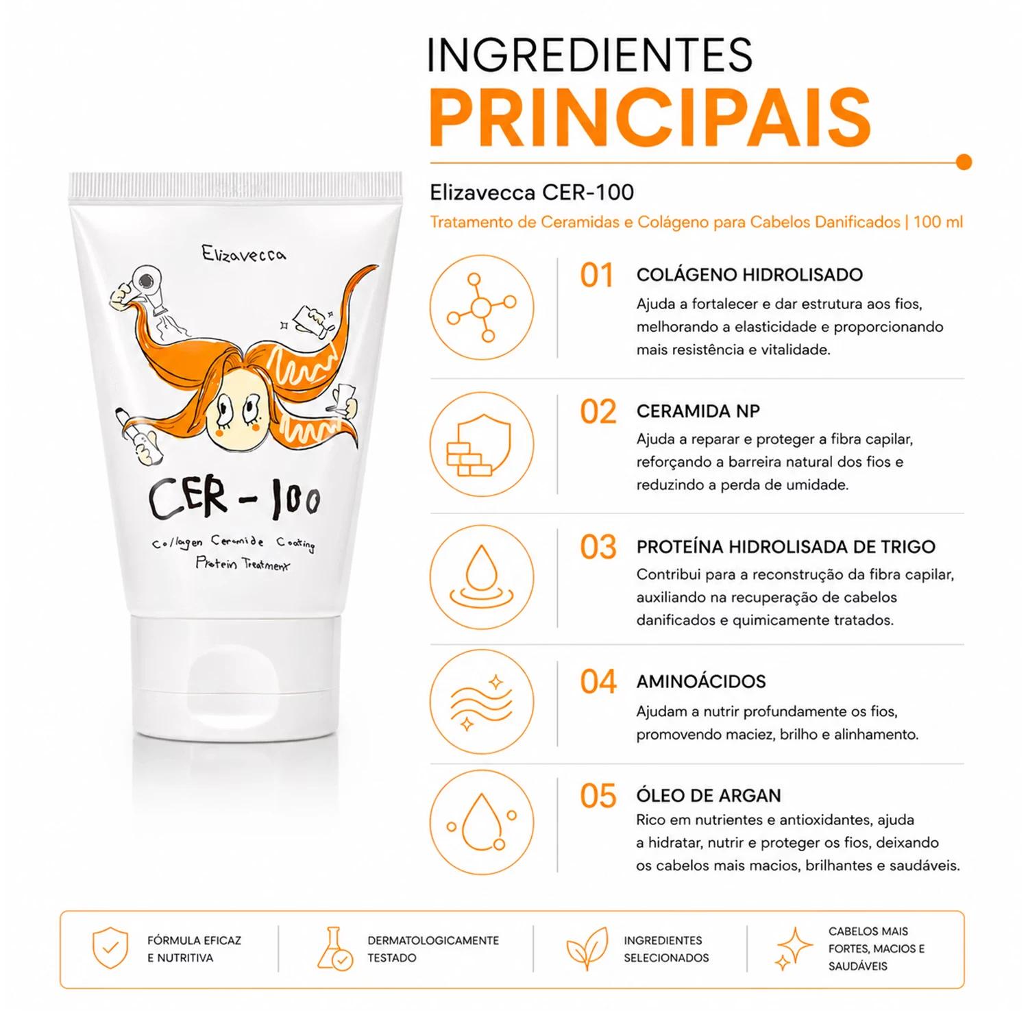 COS TRATAMENTO CAPILAR ELIZAVECCA CER-100 CLGN CERAMIDE COATING 100ML - Imagen 2