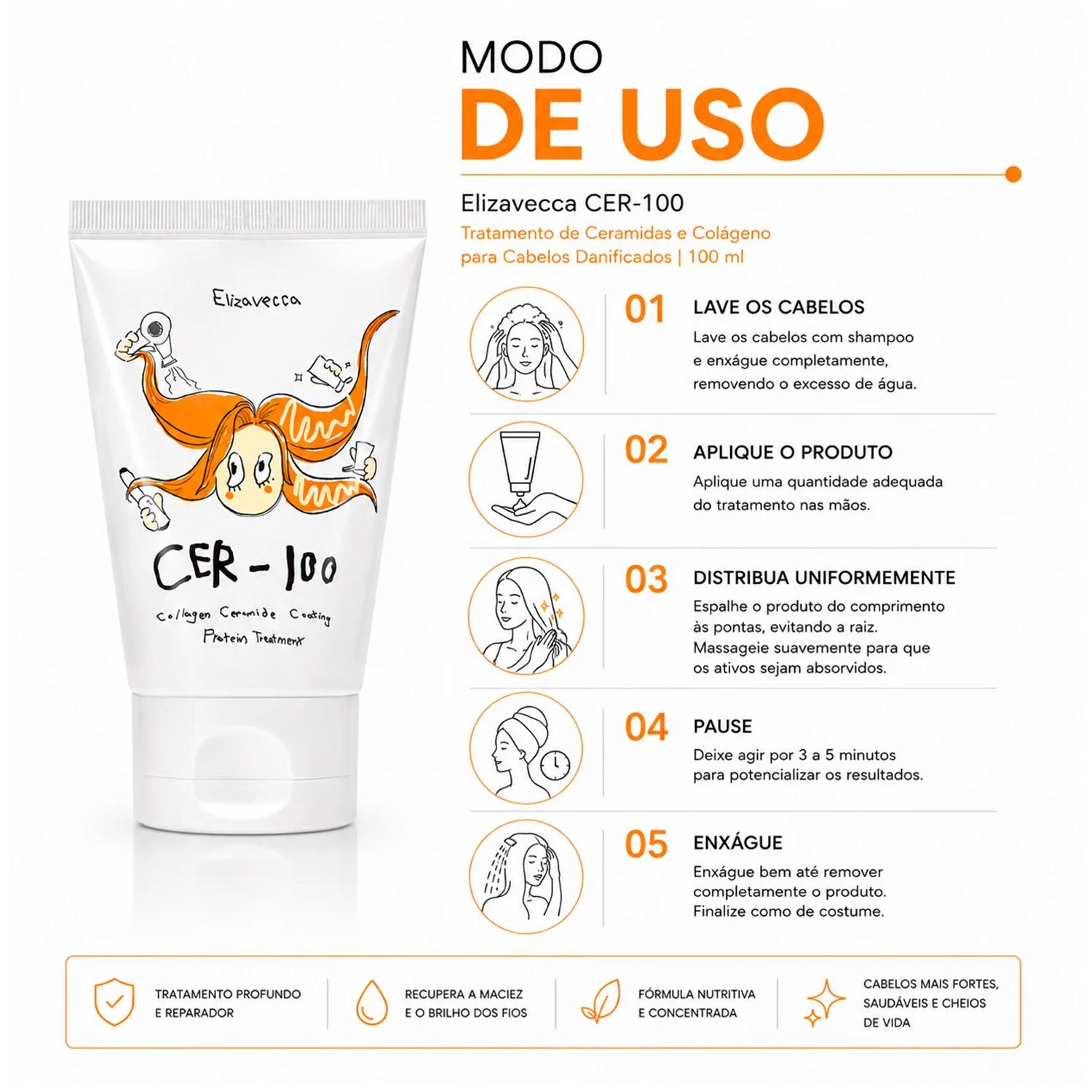 COS TRATAMENTO CAPILAR ELIZAVECCA CER-100 CLGN CERAMIDE COATING 100ML - Imagen 3