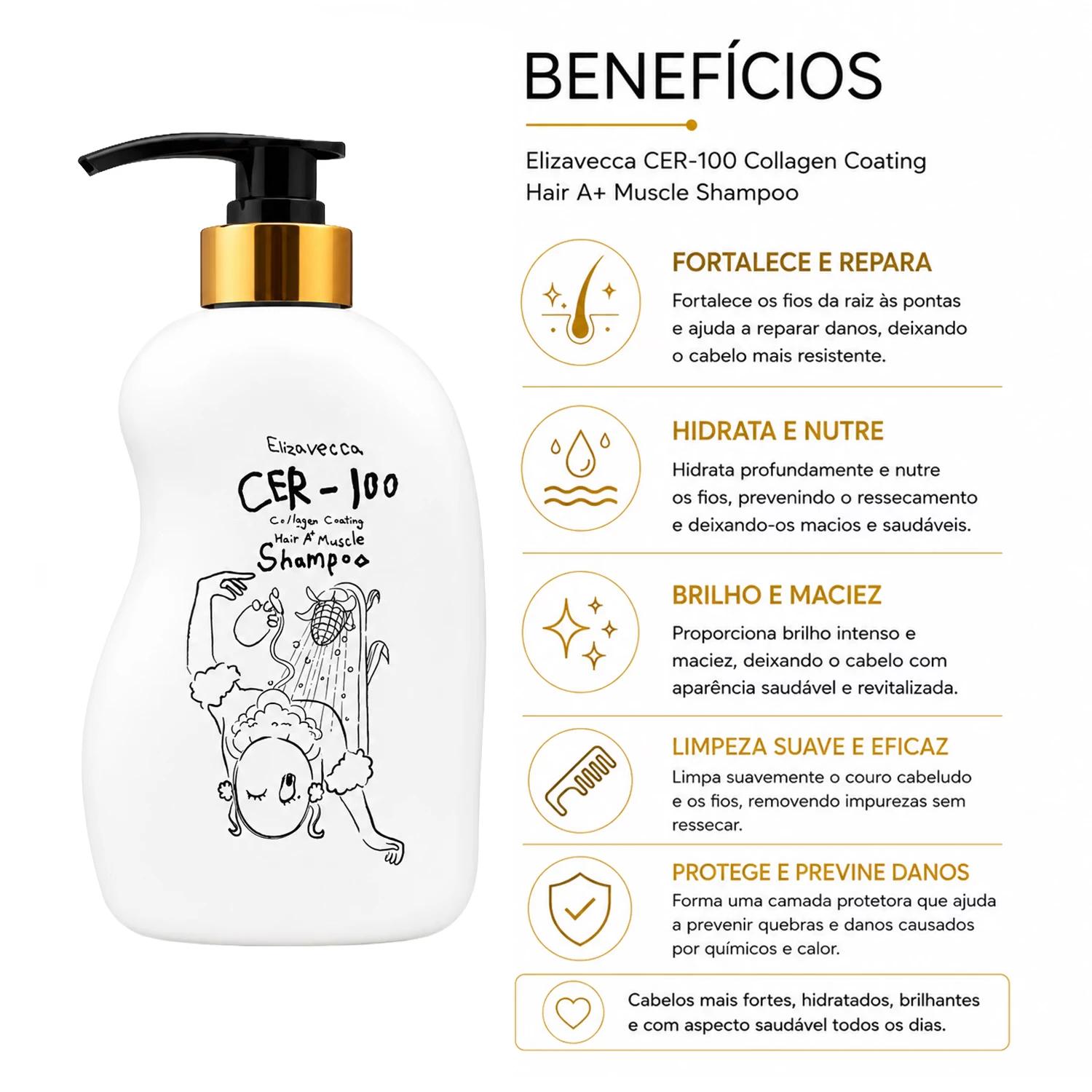 Cos Shampoo Elizavecca Cer-100 Collagen Coating Hair Muscle 50ml - Imagen 3