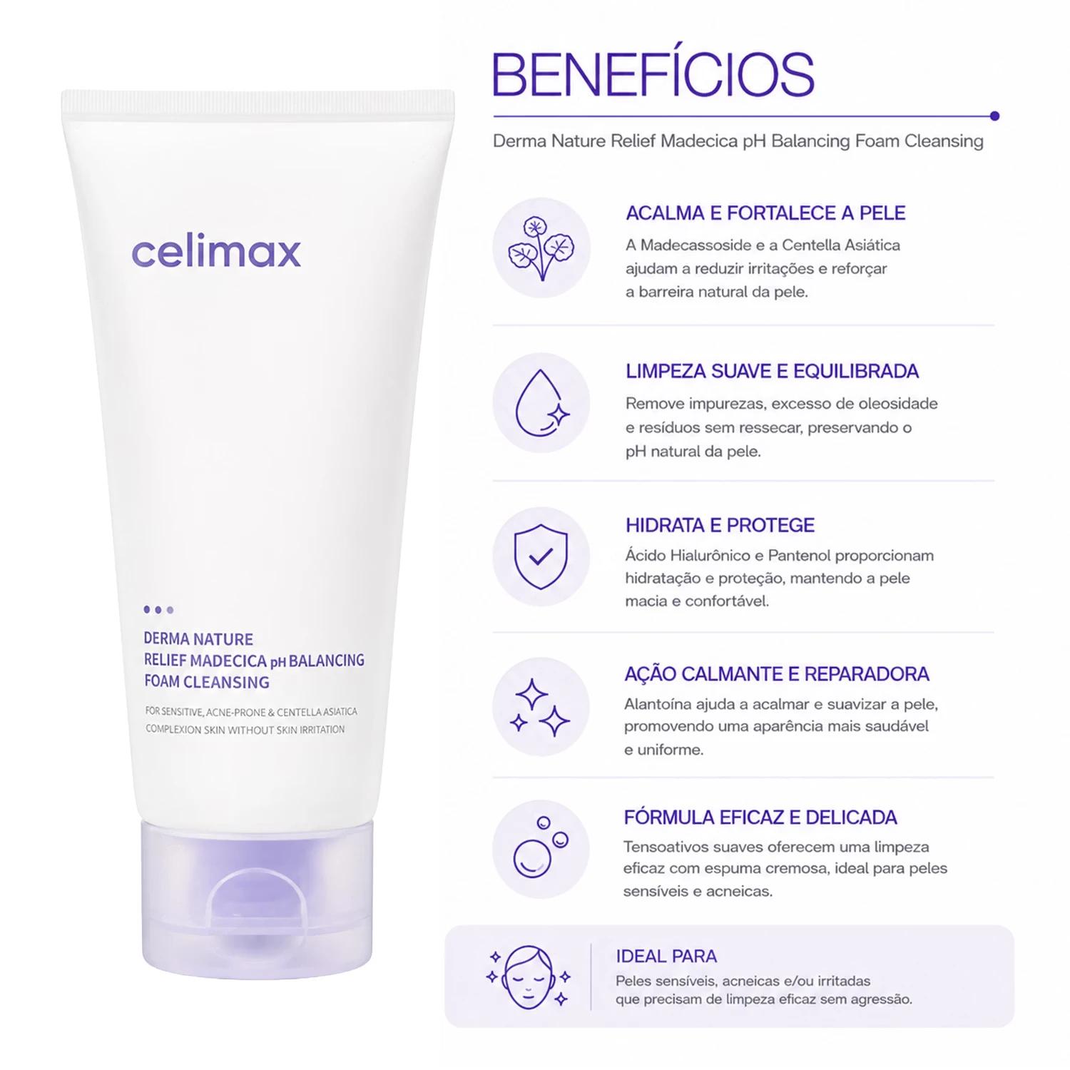 COS Limpieza FACIAL CELIMAX DERMA NATURE RELIEF MADECICA PH BALAN 150ML - Imagen 3