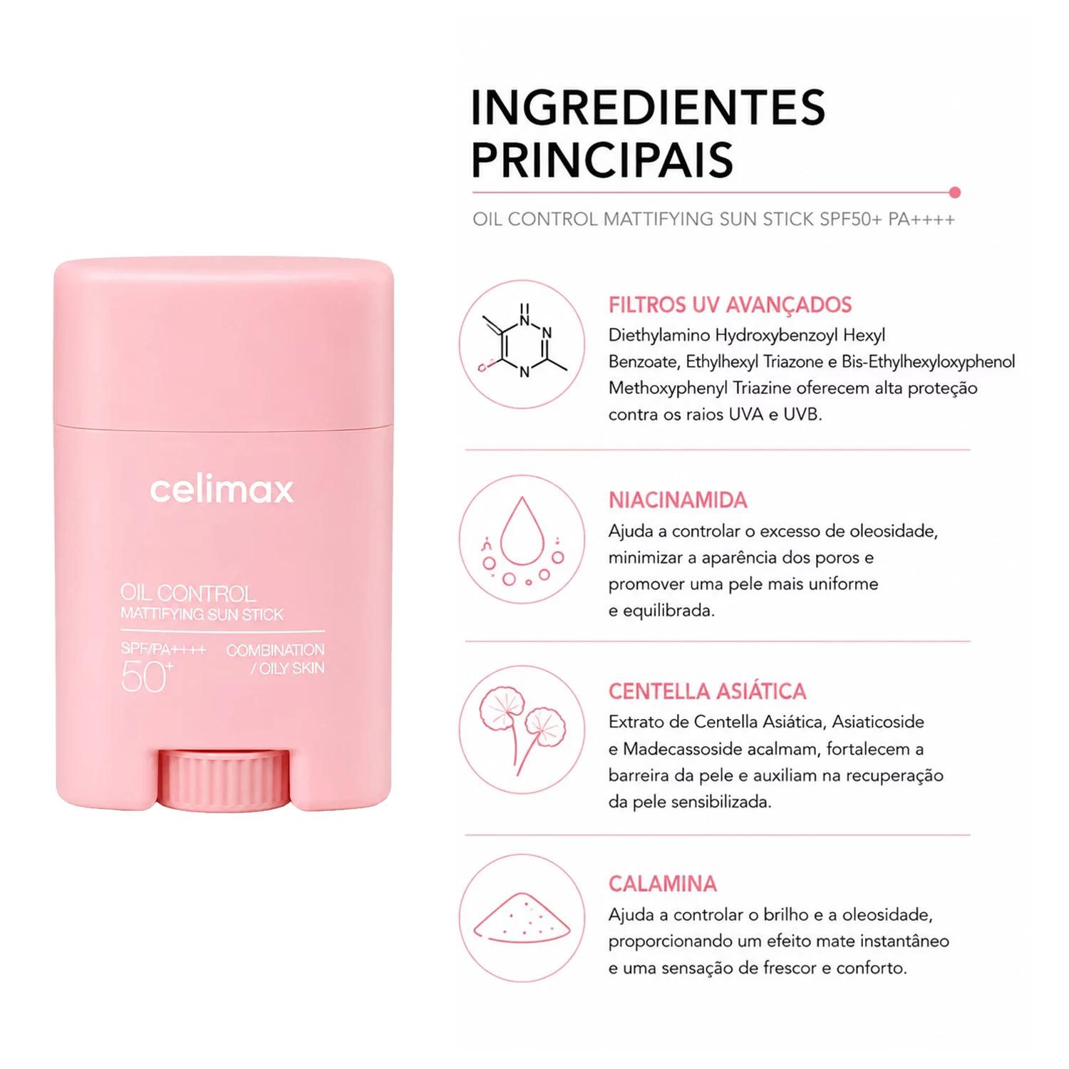 Protector Solar En Bastón Celimax Oil Control Mattifying Sun Stick Spf50+ 19g - Imagen 2