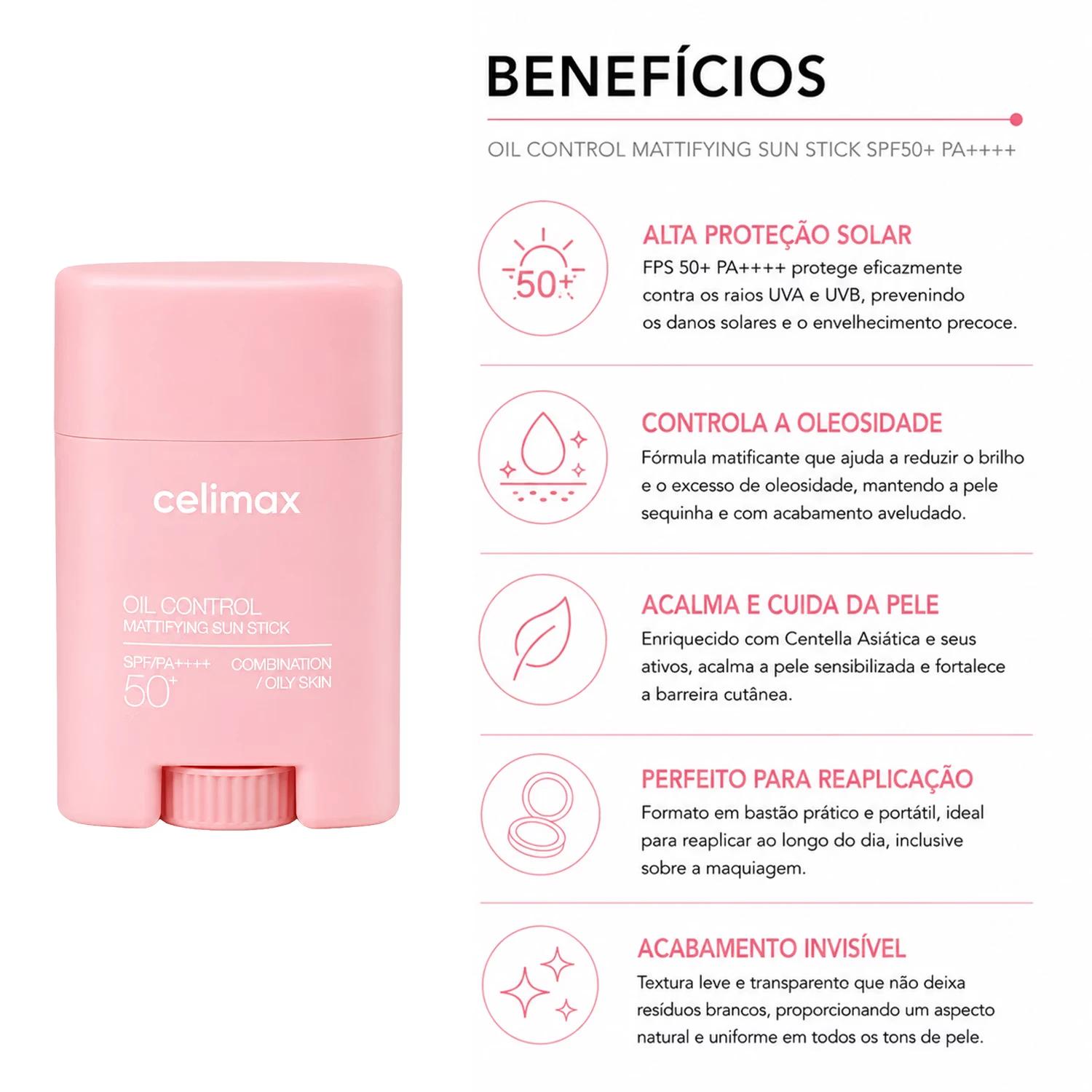 Protector Solar En Bastón Celimax Oil Control Mattifying Sun Stick Spf50+ 19g - Imagen 3