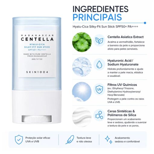 Alternative view of Protetor Solar Facial SKIN1004 Madagascar Centella Hyalu-Cica Silky-Fit Sun Stick FPS 50+ 20g