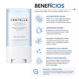 Protetor Solar Facial SKIN1004 Madagascar Centella Hyalu-Cica Silky-Fit Sun Stick FPS 50+ 20g - Imagen 3