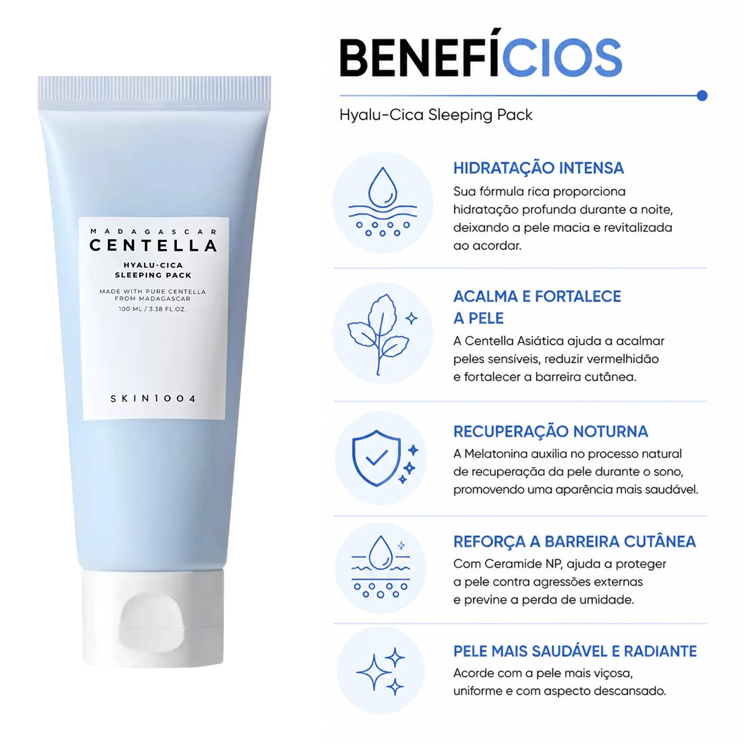 Máscara Facial Noturna SKIN1004 Madagascar Centella Hyalu-Cica Sleeping Pack 100ml - Imagen 3
