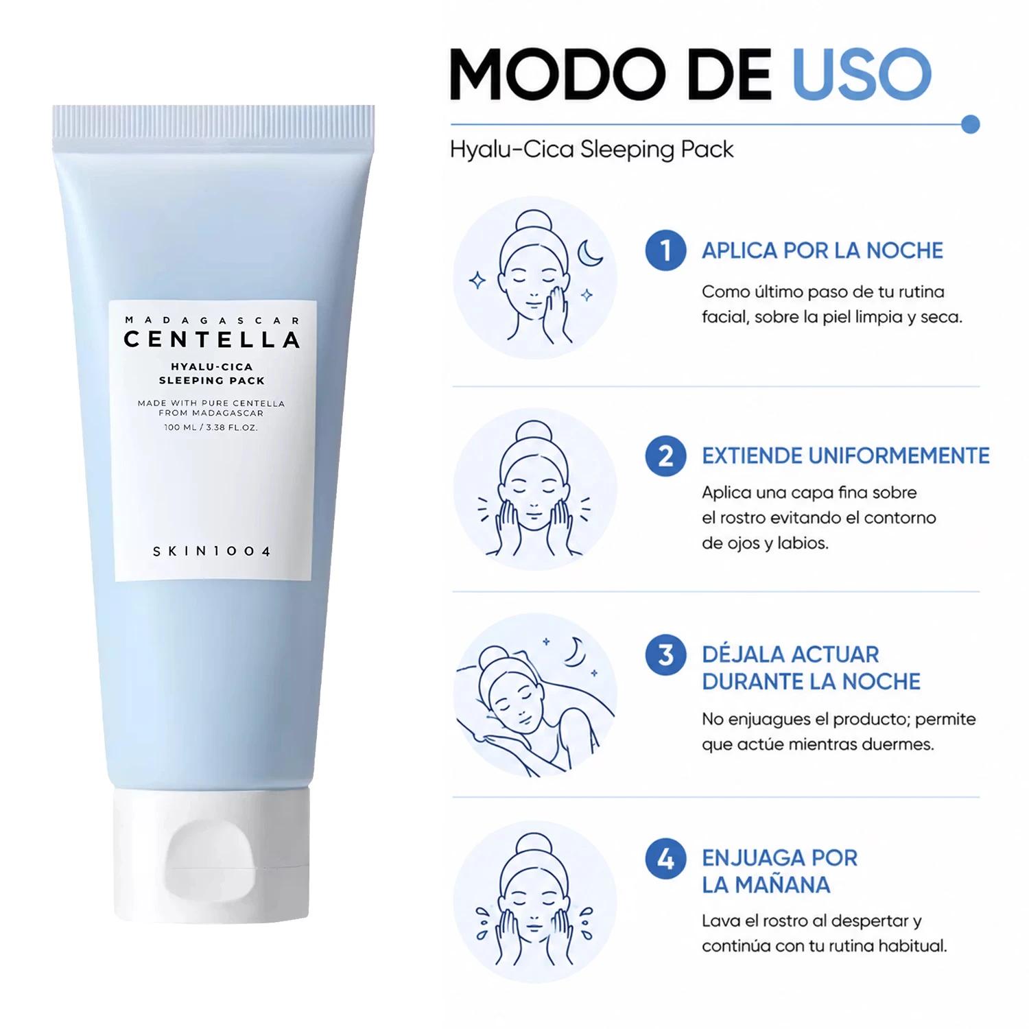 Máscara Facial Noturna SKIN1004 Madagascar Centella Hyalu-Cica Sleeping Pack 100ml - Imagen 4