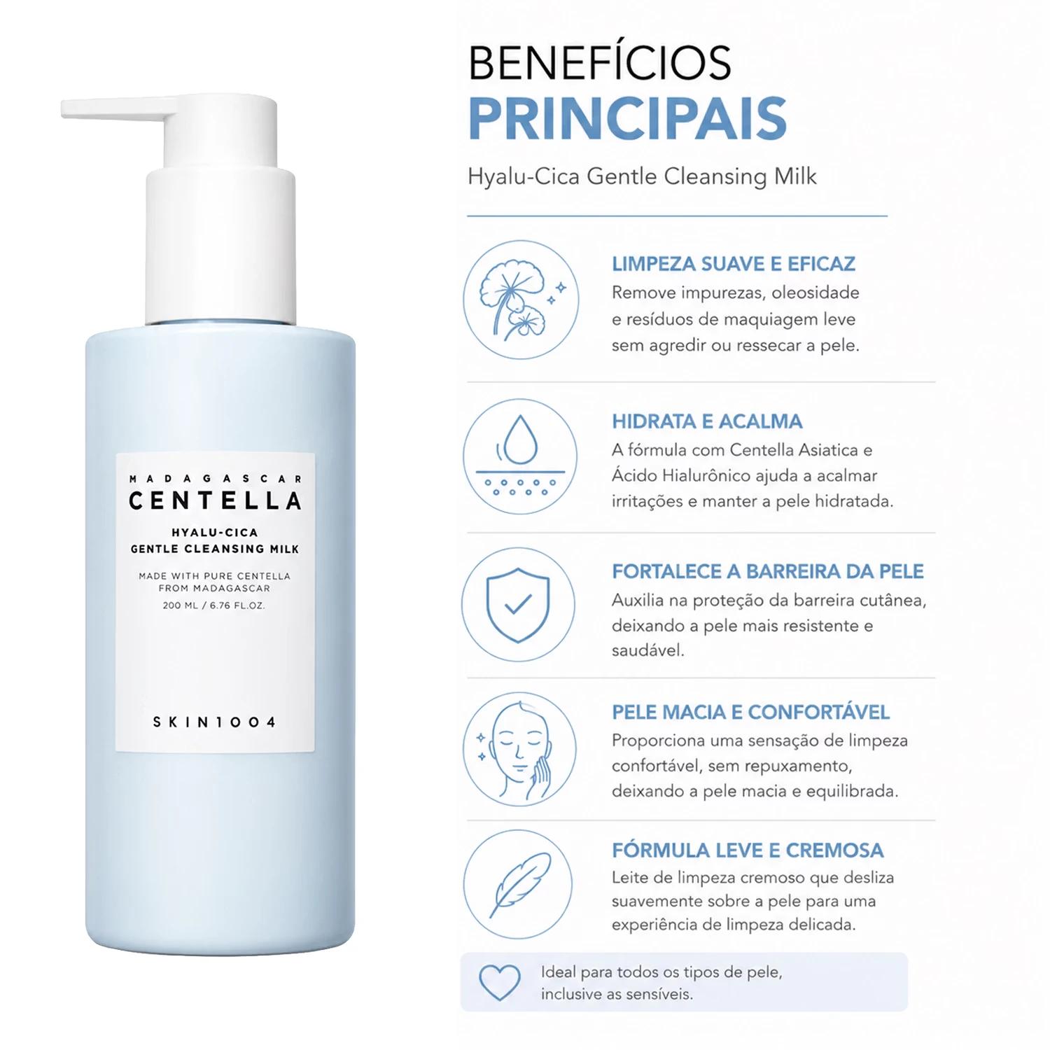Gel de Limpeza Facial SKIN1004 Madagascar Centella Hyalu-Cica Gentle Cleansing Milk 200ml - Imagen 2