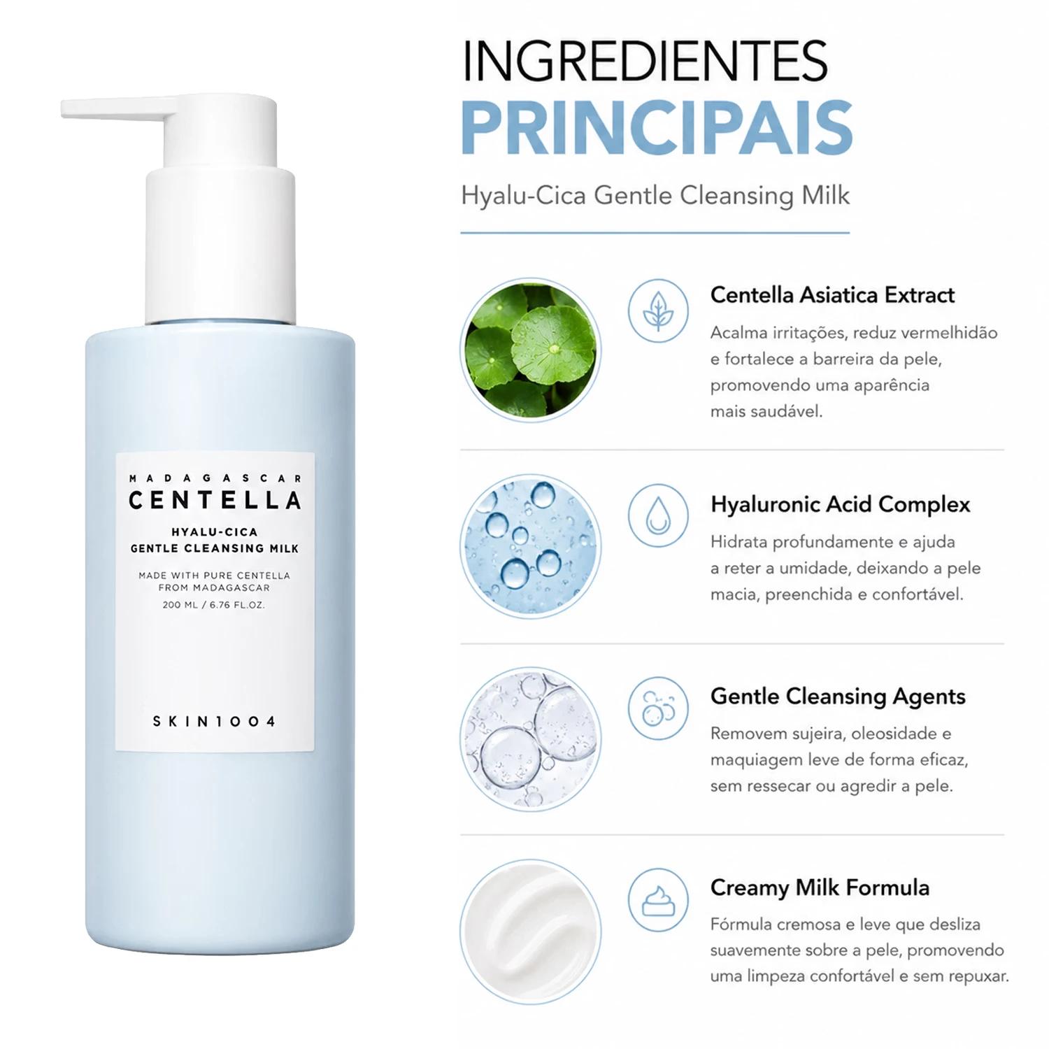 Gel de Limpeza Facial SKIN1004 Madagascar Centella Hyalu-Cica Gentle Cleansing Milk 200ml - Imagen 3