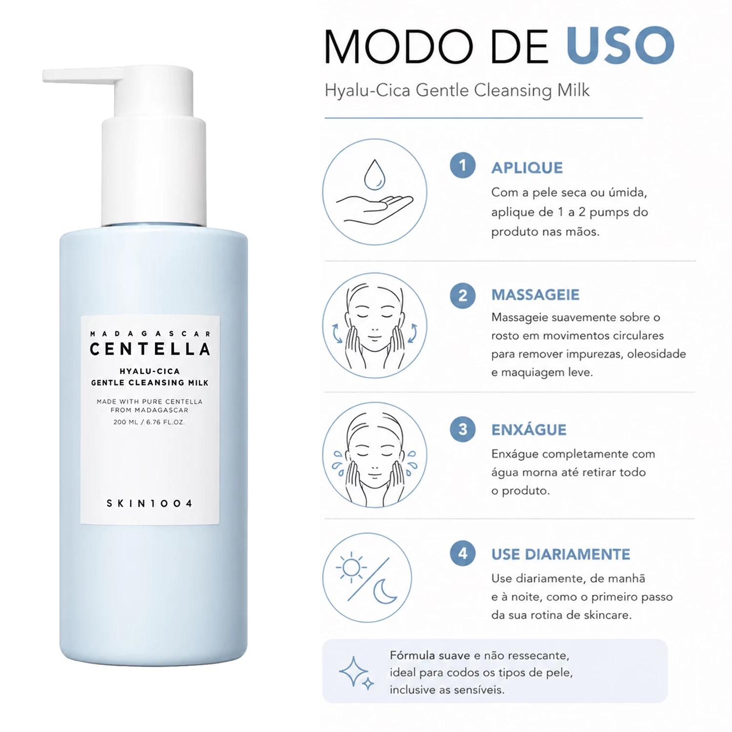 Gel de Limpeza Facial SKIN1004 Madagascar Centella Hyalu-Cica Gentle Cleansing Milk 200ml - Imagen 4