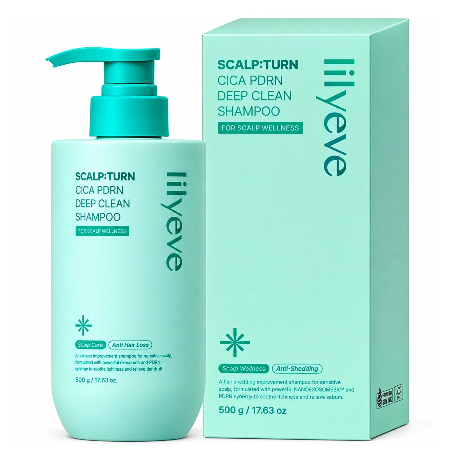 Shampoo LILYEVE Scalp Turn Cica PDRN Deep Clean 500ml
