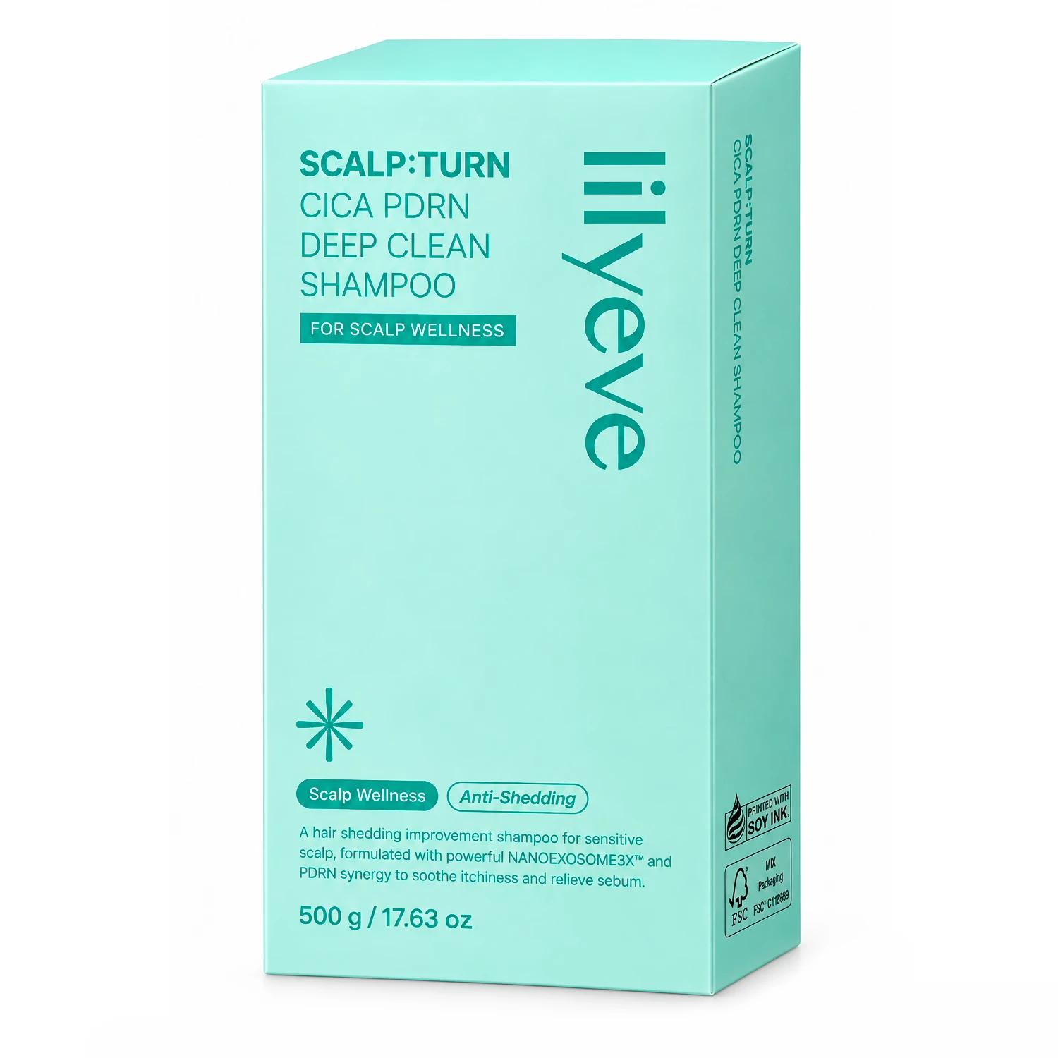 Shampoo LILYEVE Scalp Turn Cica PDRN Deep Clean 500ml - Imagen 3