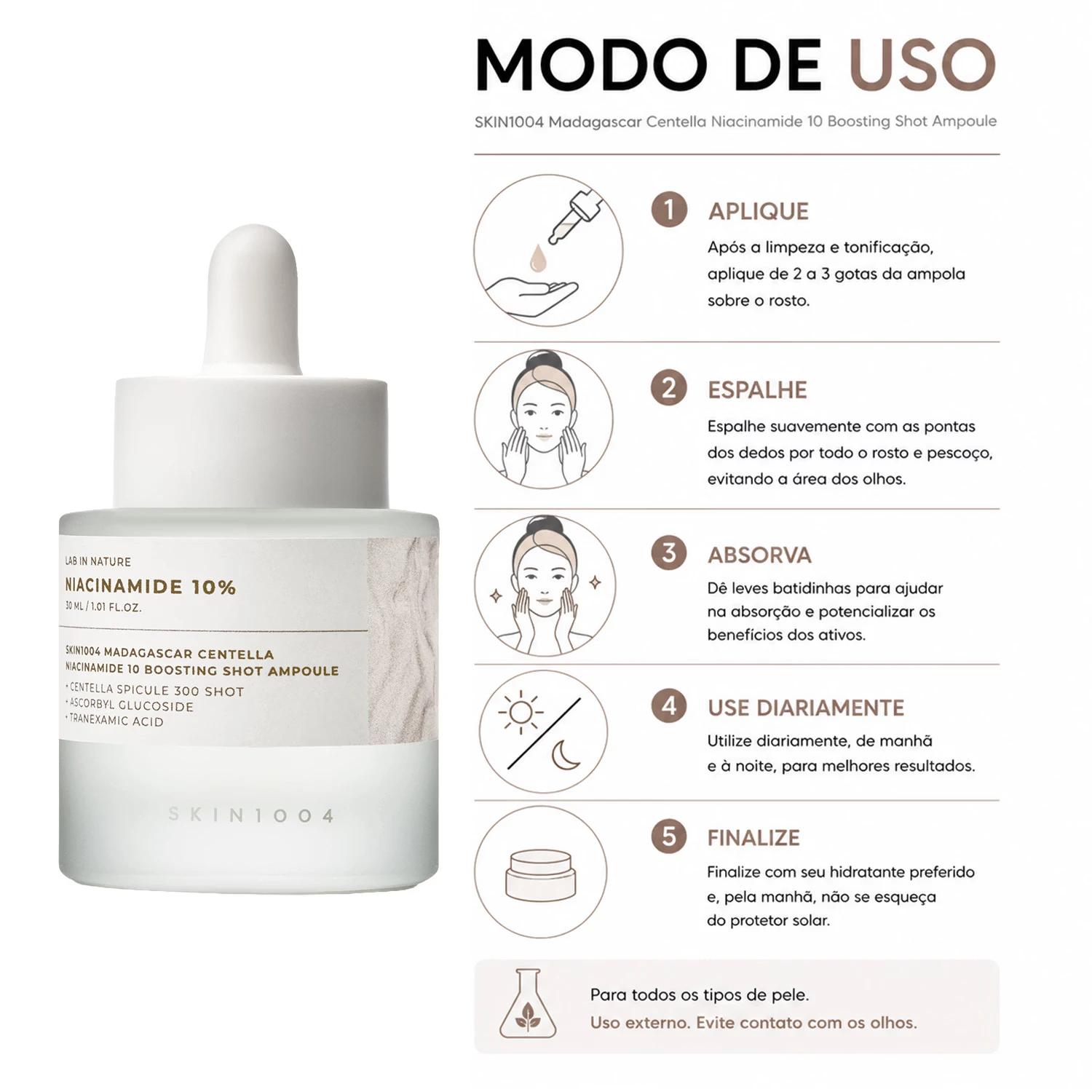 Sérum Facial Skin1004 Madagascar Centella Boosting Shot Ampoule Niacinamide 10% 30ml - Imagen 4