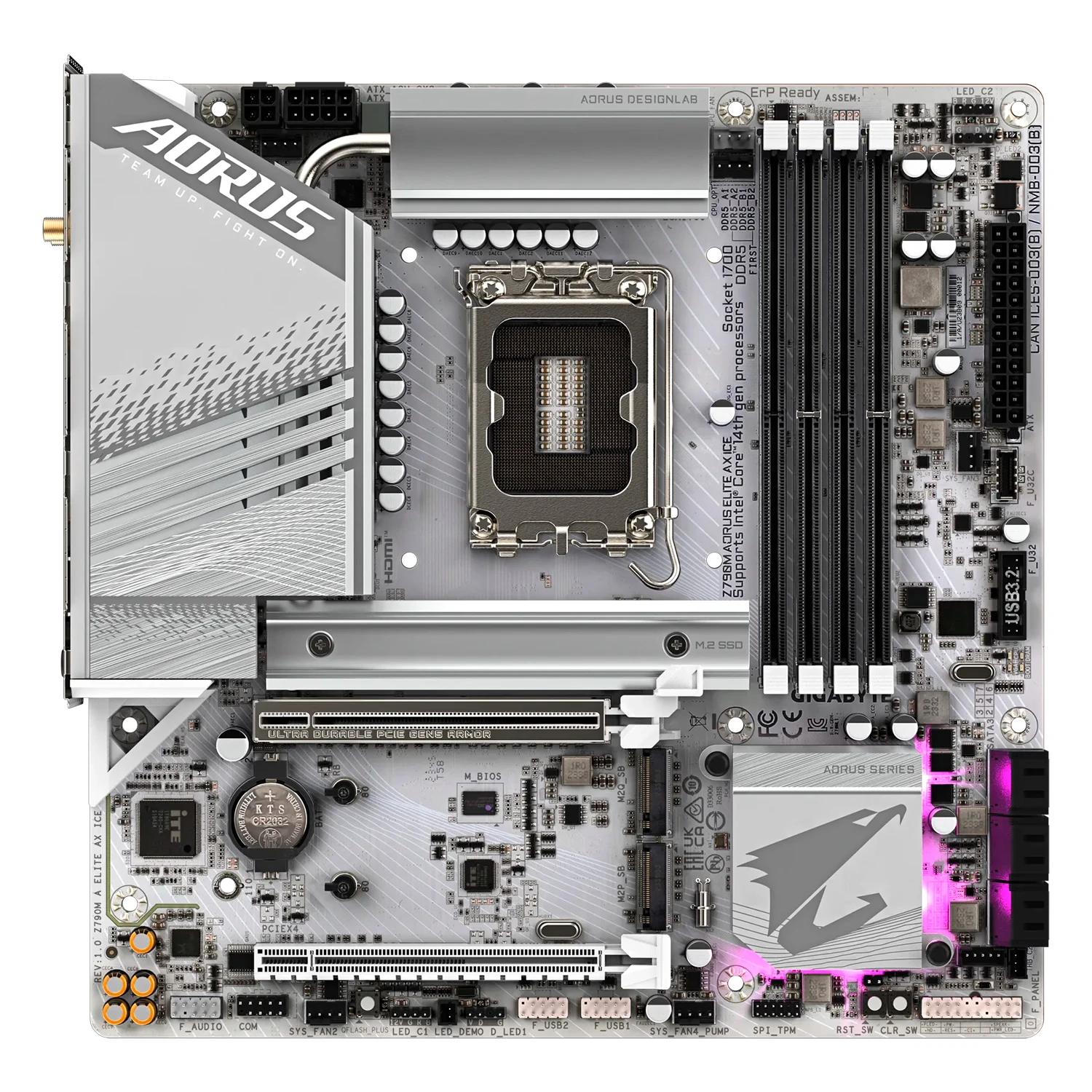 Placa Mãe Gigabyte Z790M Aorus Elite Ice AX DDR5 Socket LGA 1700 Chipset Intel Z790 Express ATX - Imagen 2