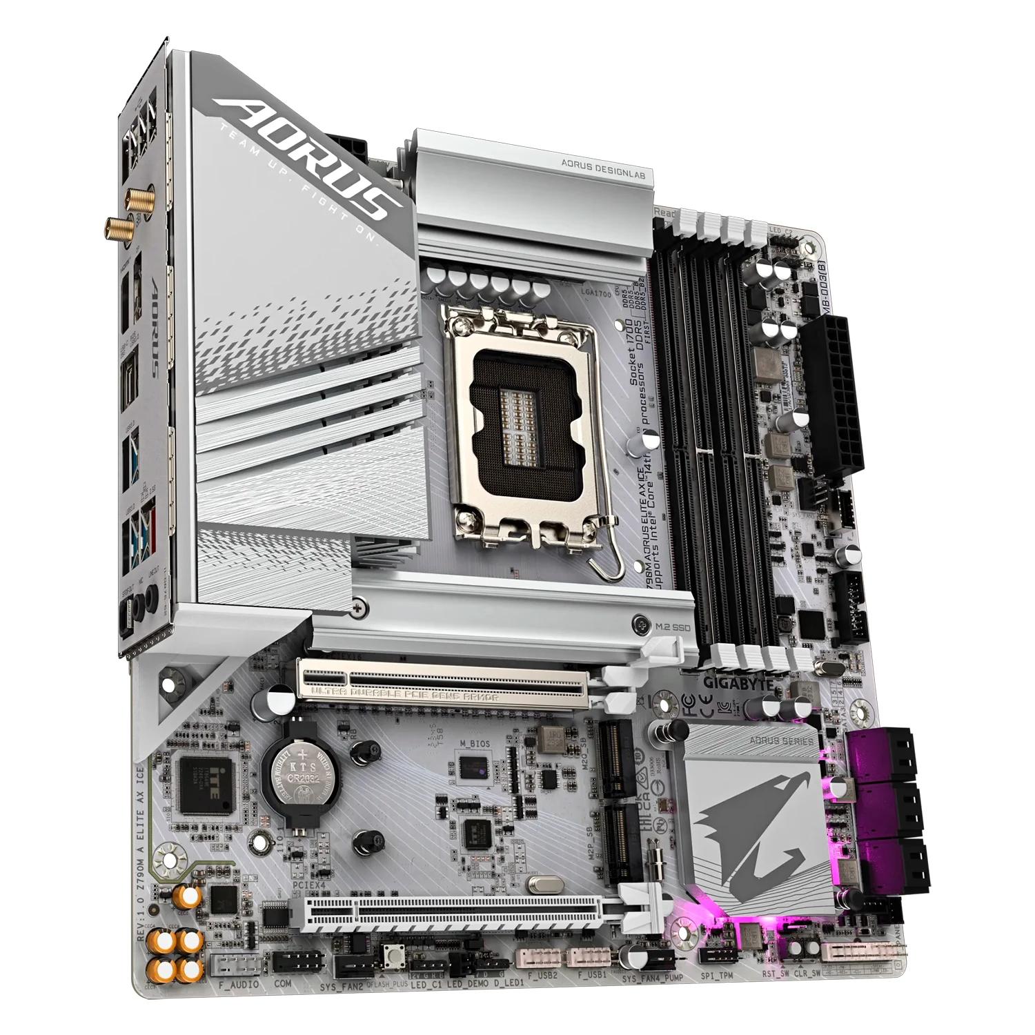 Placa Mãe Gigabyte Z790M Aorus Elite Ice AX DDR5 Socket LGA 1700 Chipset Intel Z790 Express ATX - Imagen 3