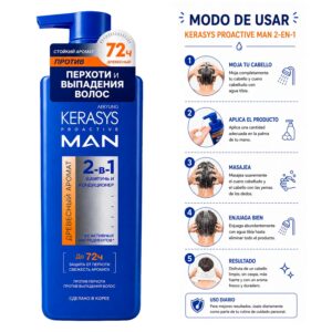 Shampoo Kerasys Pro Active Man Woody 2 In 1 400ml - Imagen 4