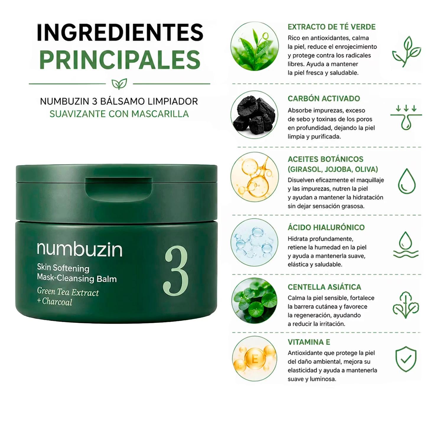Cosmético Numbuzin Pore&makeup Cleansing Blam With Green Tea 85ml - Imagen 2